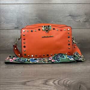 Michael Kors Studded Crossbody Bag Orange Purse Leather Butterfly Strap